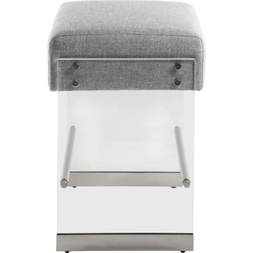 0466 Counter Stool in Gray Fabric, Acrylic & Stainless Steel